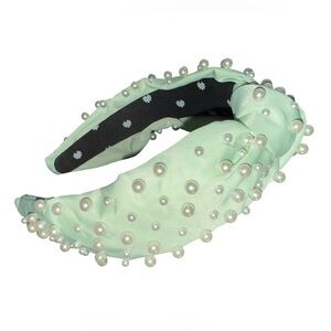 Lele Sadooughi x Stoney Clover Lane Pistachio Pearl Embellished Headband EUC